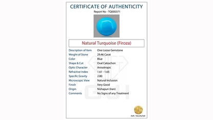Buy GJI Certified 29.46 Carat Turquoise with lifetime guarantee