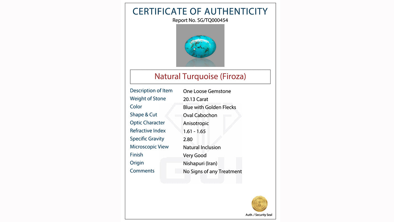 Buy GJI Certified 20.13 Carat Turquoise with lifetime guarantee