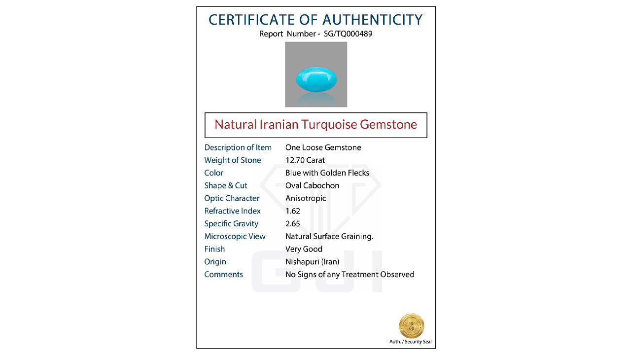 Buy GJI Certified 12.70 Carat Turquoise with lifetime guarantee