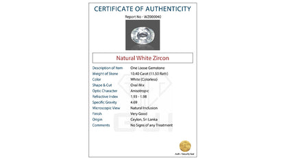 Buy GJI Certified 10.40 Carat Natural Zircon with lifetime guarantee