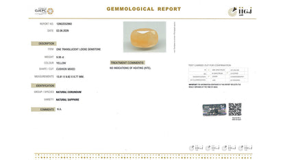 Buy IIGJ Certified 9.56 Carat Yellow Sapphire with lifetime guarantee