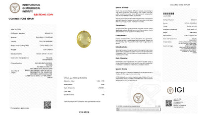 Buy IGI Certified 8.08 Carat Yellow Sapphire with lifetime guarantee
