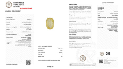 Buy IGI Certified 7.51 Carat Yellow Sapphire with lifetime guarantee