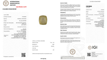 Buy IGI Certified 8.26 Carat Yellow Sapphire with lifetime guarantee