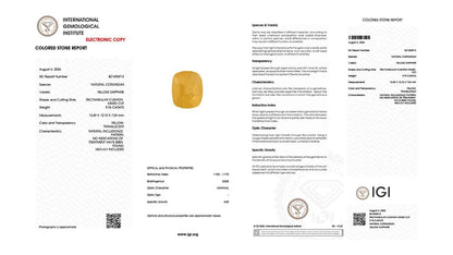Buy IGI Certified 9.74 Carat Yellow Sapphire with lifetime guarantee