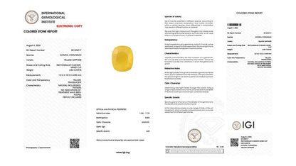 Buy IGI Certified 6.54 Carat Yellow Sapphire with lifetime guarantee
