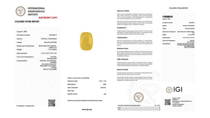 Buy IGI Certified 7.13 Carat Yellow Sapphire with lifetime guarantee