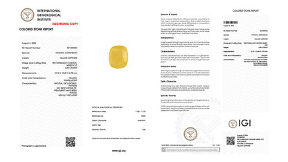 Buy IGI Certified 6.25 Carat Yellow Sapphire with lifetime guarantee