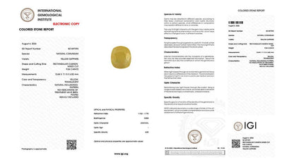 Buy IGI Certified 9.24 Carat Yellow Sapphire with lifetime guarantee