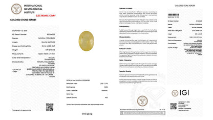 Buy IGI Certified 5.98 Carat Yellow Sapphire with lifetime guarantee