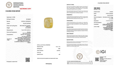 Buy IGI Certified 8.16 Carat Yellow Sapphire with lifetime guarantee
