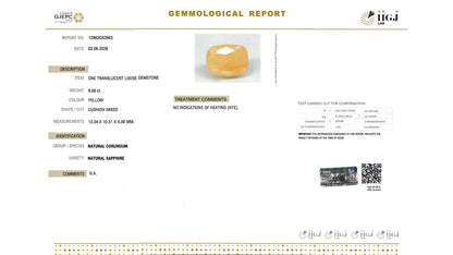 Buy GJI Certified 8.88 Carat Yellow Sapphire with lifetime guarantee