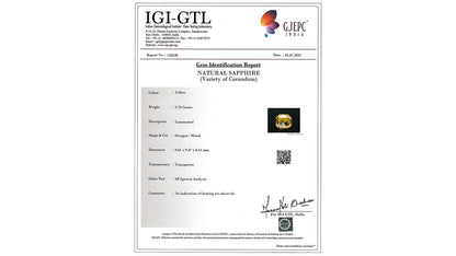 Buy GJI Certified 5.70 Carat Yellow Sapphire with lifetime guarantee
