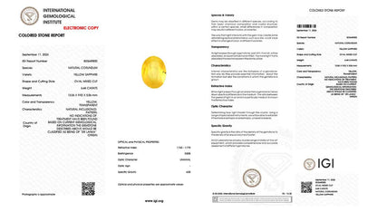 Buy IGI Certified 6.44 Carat Yellow Sapphire with lifetime guarantee